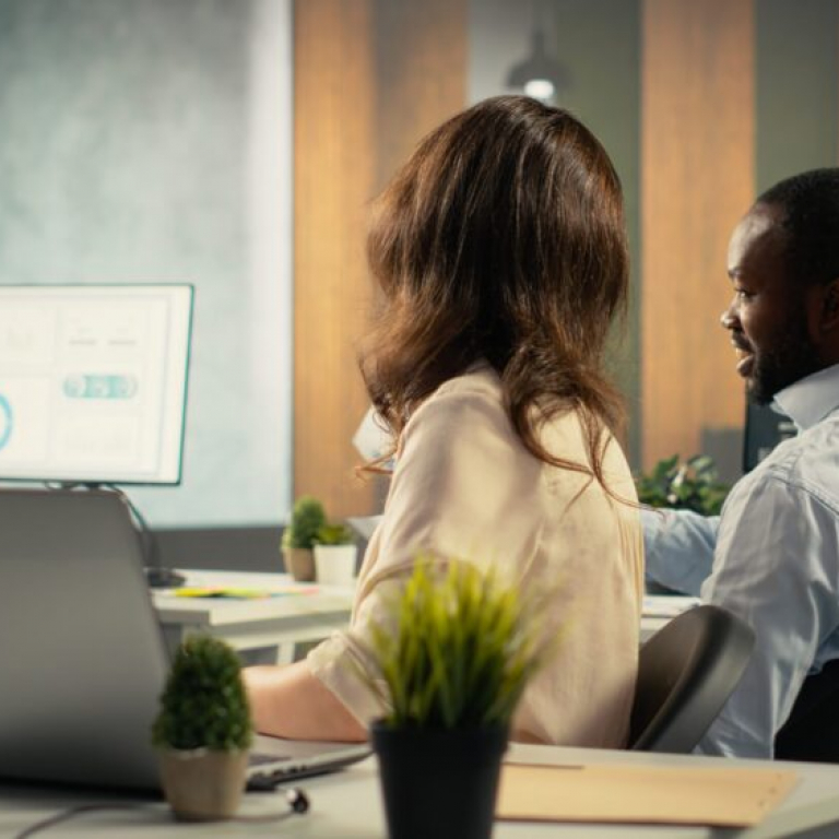 Team analysing financial insights using modern business analytics tools.