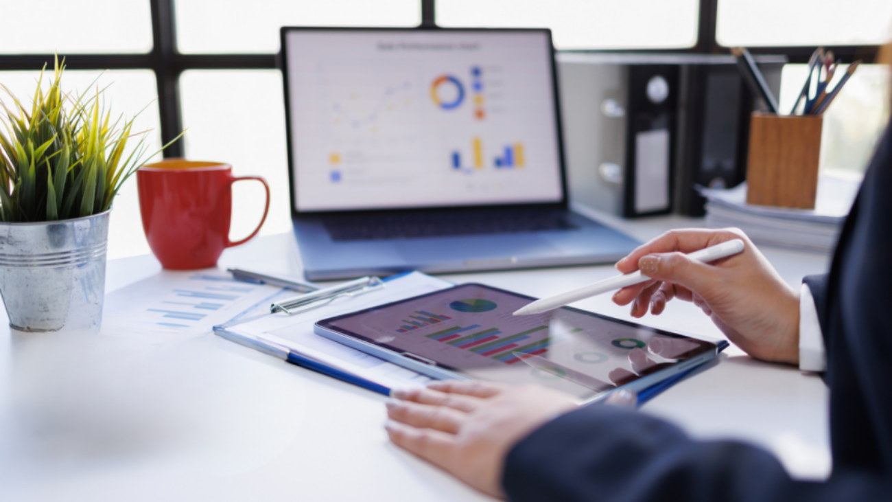 Big data technology concept with financial data visualisation representing Sage Intacct implementation and cloud insights