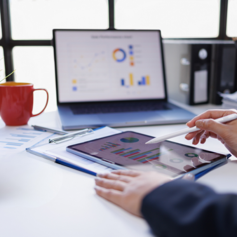 Big data technology concept with financial data visualisation representing Sage Intacct implementation and cloud insights